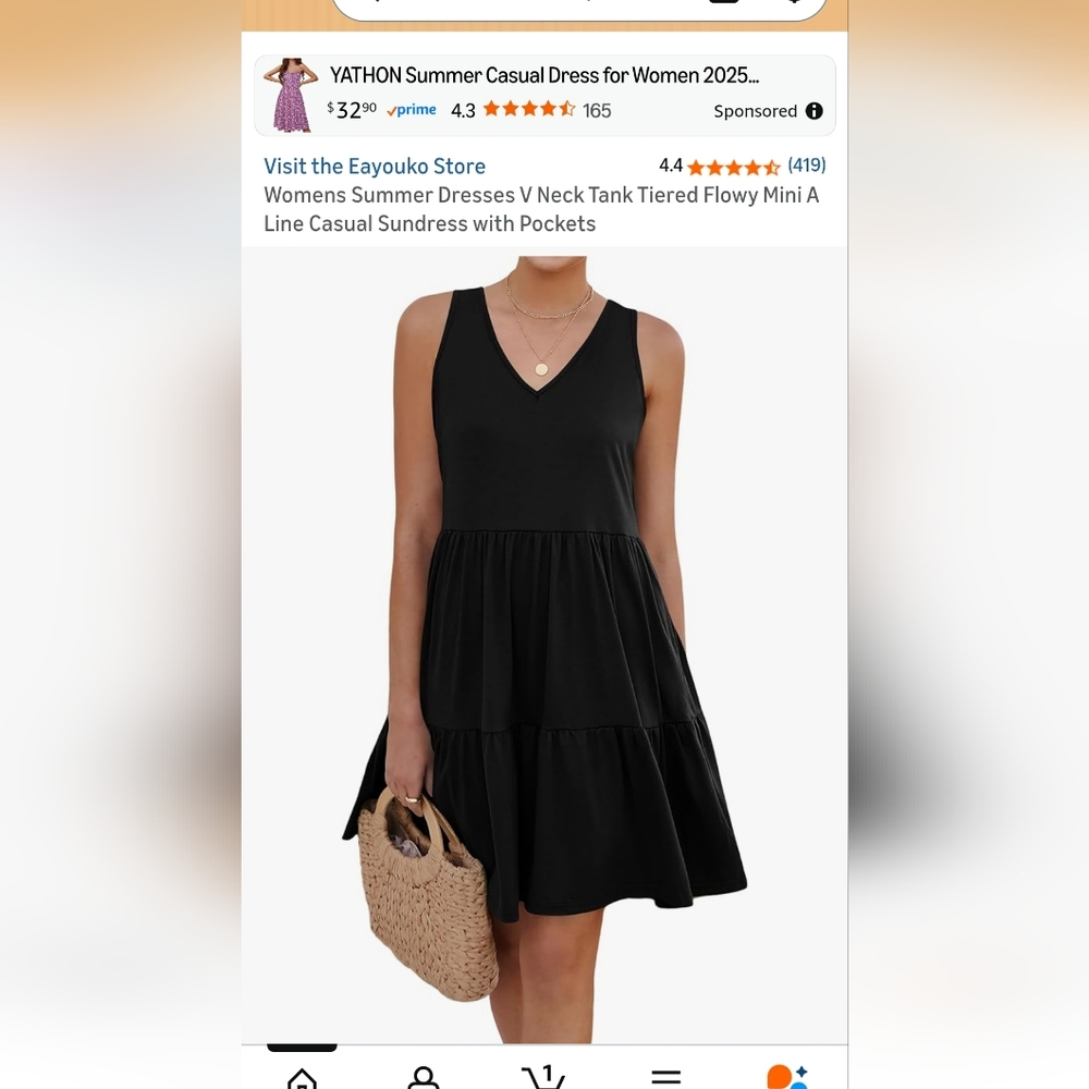 New Black V Neck Tiered Dress With Pockets